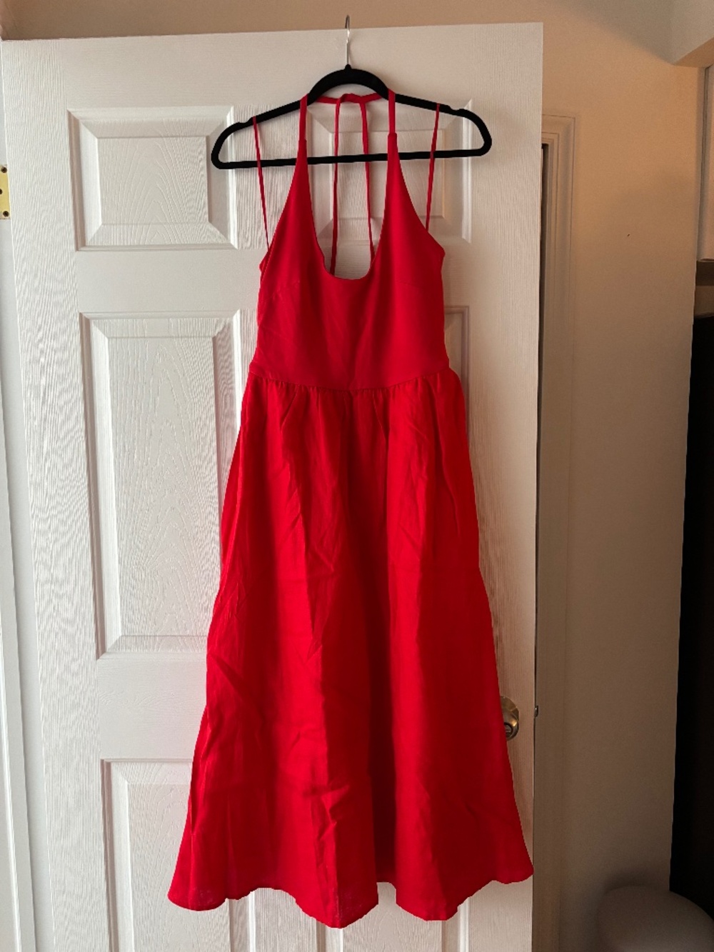 J Crew Red Halter Dress with Pockets
